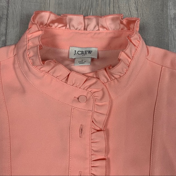 J.Crew Ruffle Trim Crepe Peach Blouse - Picture 3 of 6